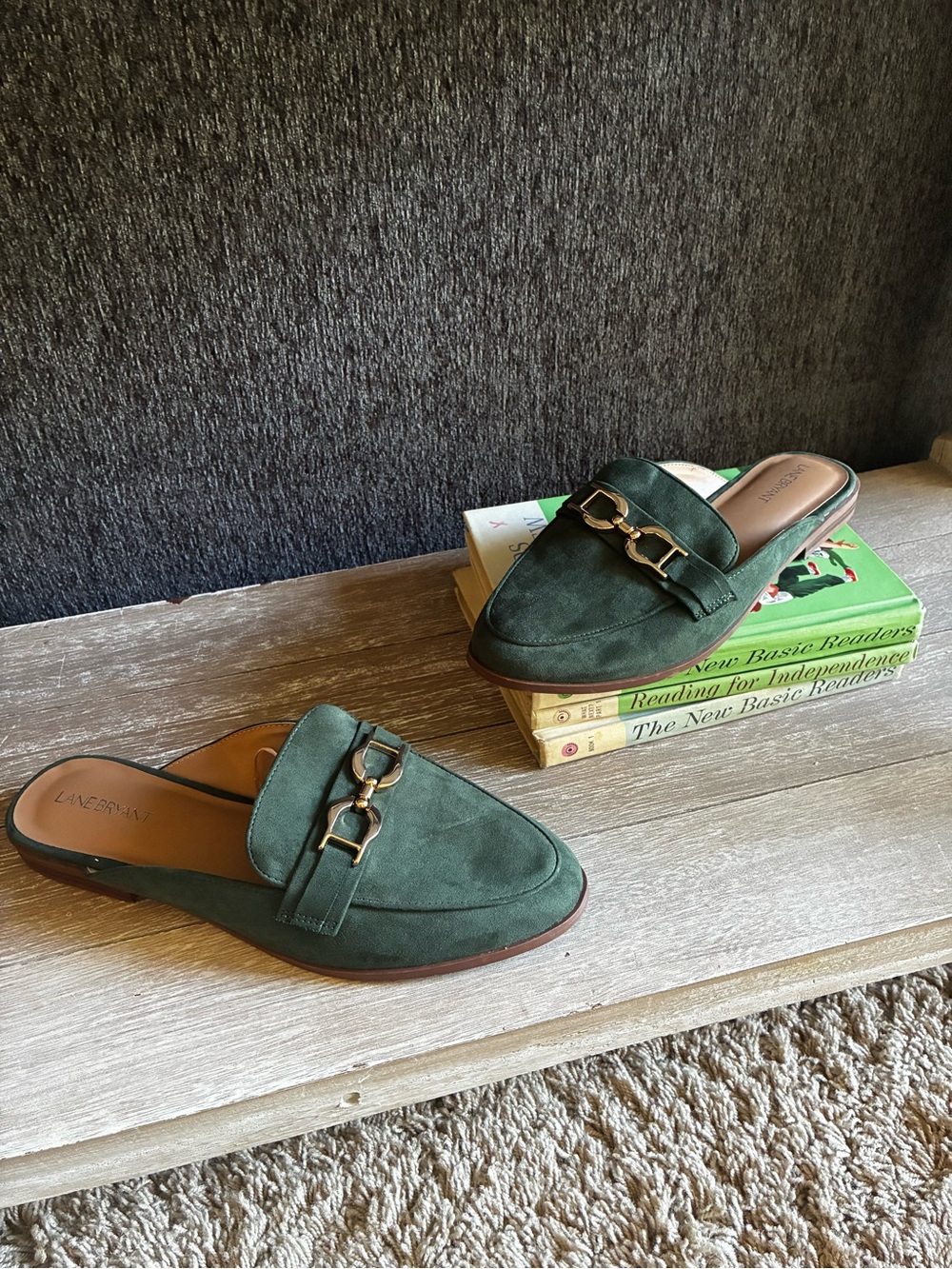 Lane Bryant Forest Green Suede Horsebit Mule Loafers